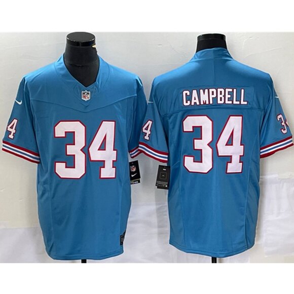 Mens Youths Kids Womens Earl Campbell Blue Stitched Jersey